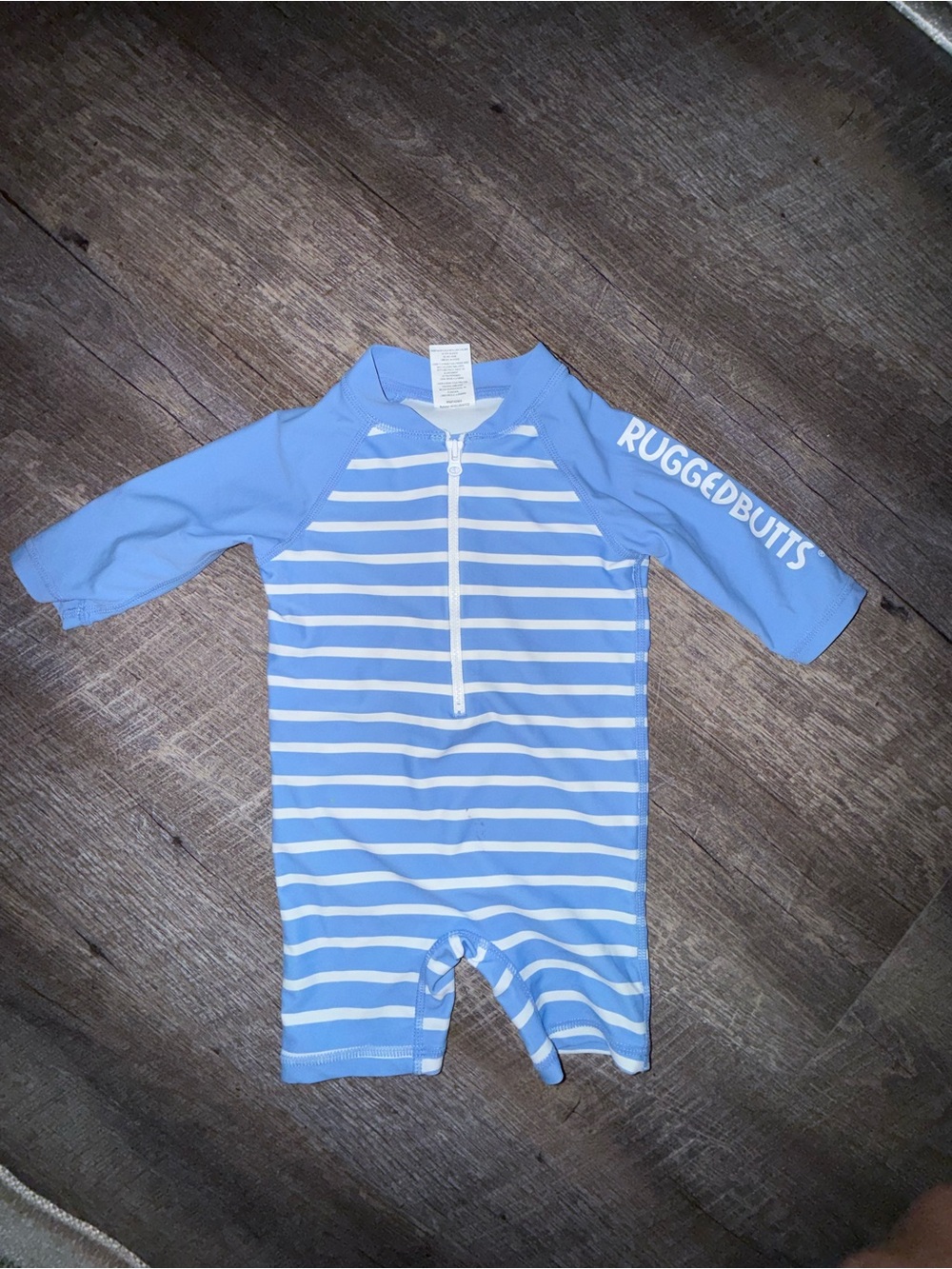 Rugged Butts Blue Stripe Kids Long-Sleeve Swim Romper